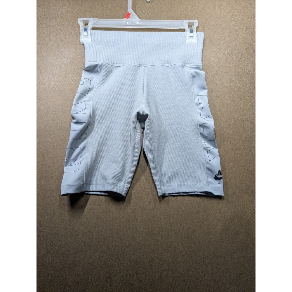 Nike Air Ribbed Bike Shorts Grey High Waisted Athletic CJ3125-077 Womens XS